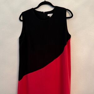 Calvin Klein Black and Red Colorblock Sleeveless Shift Dress